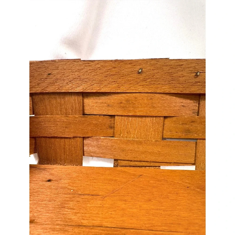 Peterboro Basket Co Woven Wood Rectangular Storage Basket Brown Handcrafted USA